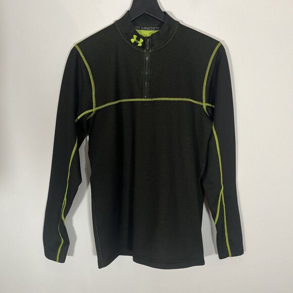 Under Armour Cold Gear 1/4 Zip Pullover Fitted‎ 1232672 Mens Size M Black - Picture 1 of 8